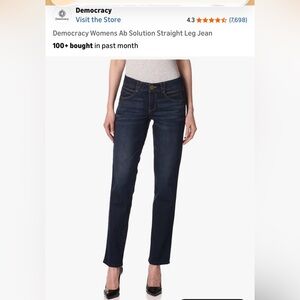 Democracy Women's Straight Leg Jeans - Dark Blue distressed